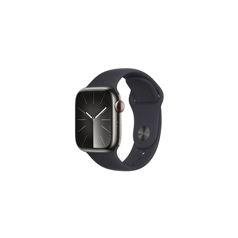 Apple Watch Series 9 GPS + Cellular 41mm Aço Inoxidável Grafite c/ Bracelete Desportiva Meia-Noite - S/M - MRJ83QL/A