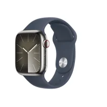 Apple Watch Series 9 GPS + Cellular 41mm Aço Inoxidável Prateado c/ Bracelete Desportiva Azul Trovoada - M/L - MRJ33QL/A