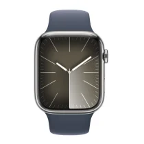 Apple Watch Series 9 GPS + Cellular 45mm Aço Inoxidável Prateado c/ Bracelete Desportiva Azul Trovoada - S/M - MRMN3QL/A