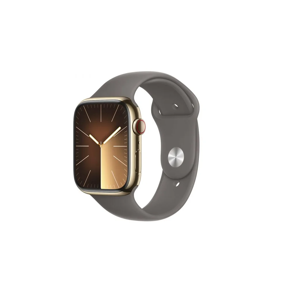 Apple Watch Series 9 GPS + Cellular 45mm Aço Inoxidável Dourado c/ Bracelete Desportiva Barro - S/M - MRMR3QL/A