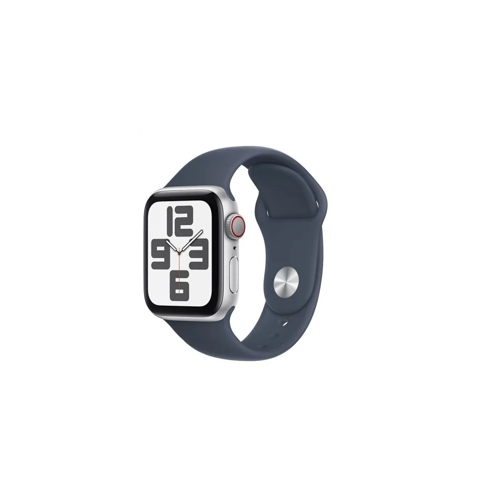 Apple Watch SE (2023) GPS+Cellular 40mm Alumínio Prateado c/ Bracelete Desportiva Azul Trovoada - S/M - MRGJ3QL/A