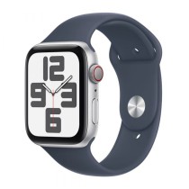 Apple Watch SE (2023) GPS+Cellular 44mm Alumínio Prateado c/ Bracelete Desportiva Azul Trovoada - S/M - MRHF3QL/A