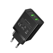 Cargador de Pared Vention FBAB0-EU 2xUSB 18W Negro