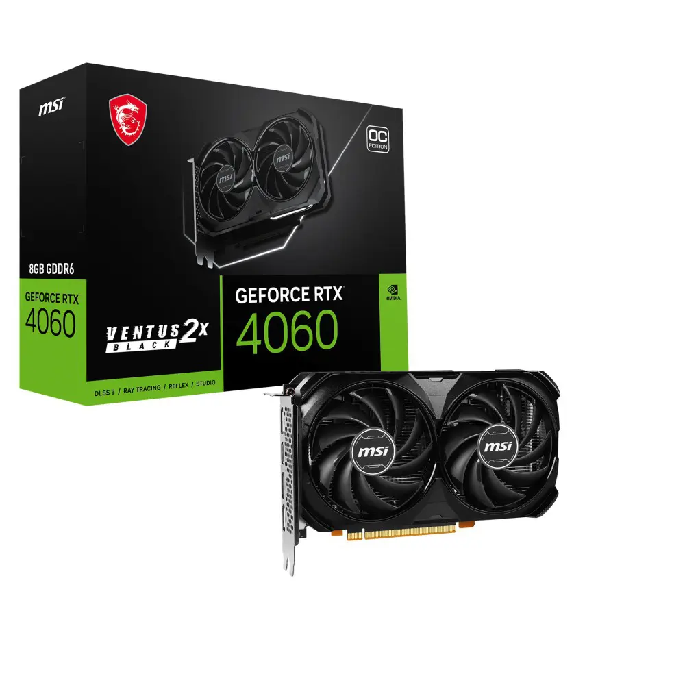 MSI GeForce RTX 4060 VENTUS 2X BLACK OC 8GB GDDR6 DLSS3