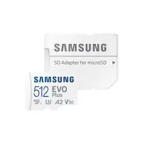 Cartão de Memoria Samsung EVO Plus 2021 512GB microSD XC con Adaptador Clase 10 130MBs