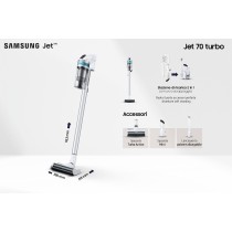 Samsung VS15T7031R1 Aspirador Bateria Seco HEPA Sem bolsa 0,8 l Prateado, Transparente, Branco