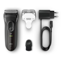 Braun Series 3 3020 Máquina de barbear com lâminas que se adaptam ao contorno do rosto Aparador Preto