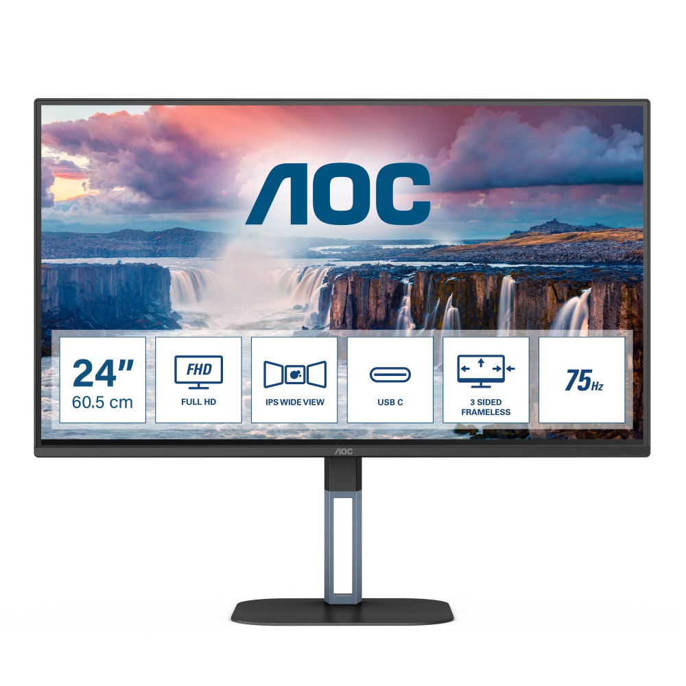 AOC V5 24V5CE BK monitor de ecrã 60,5 cm (23.8") 1920 x 1080 pixels Full HD LED Preto