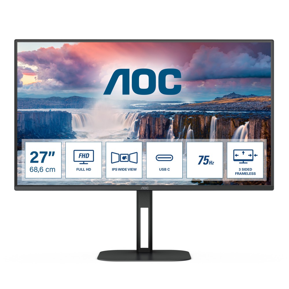 AOC V5 27V5CE BK monitor de ecrã 68,6 cm (27") 1920 x 1080 pixels Full HD LED Preto