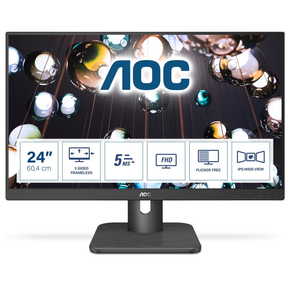 AOC E1 24E1Q monitor de ecrã 60,5 cm (23.8") 1920 x 1080 pixels Full HD LED Preto