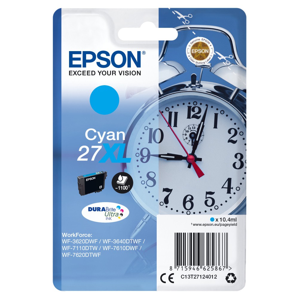 Epson Alarm clock C13T27124012 tinteiro 1 unidade(s) Original Rendimento alto (XL) Ciano