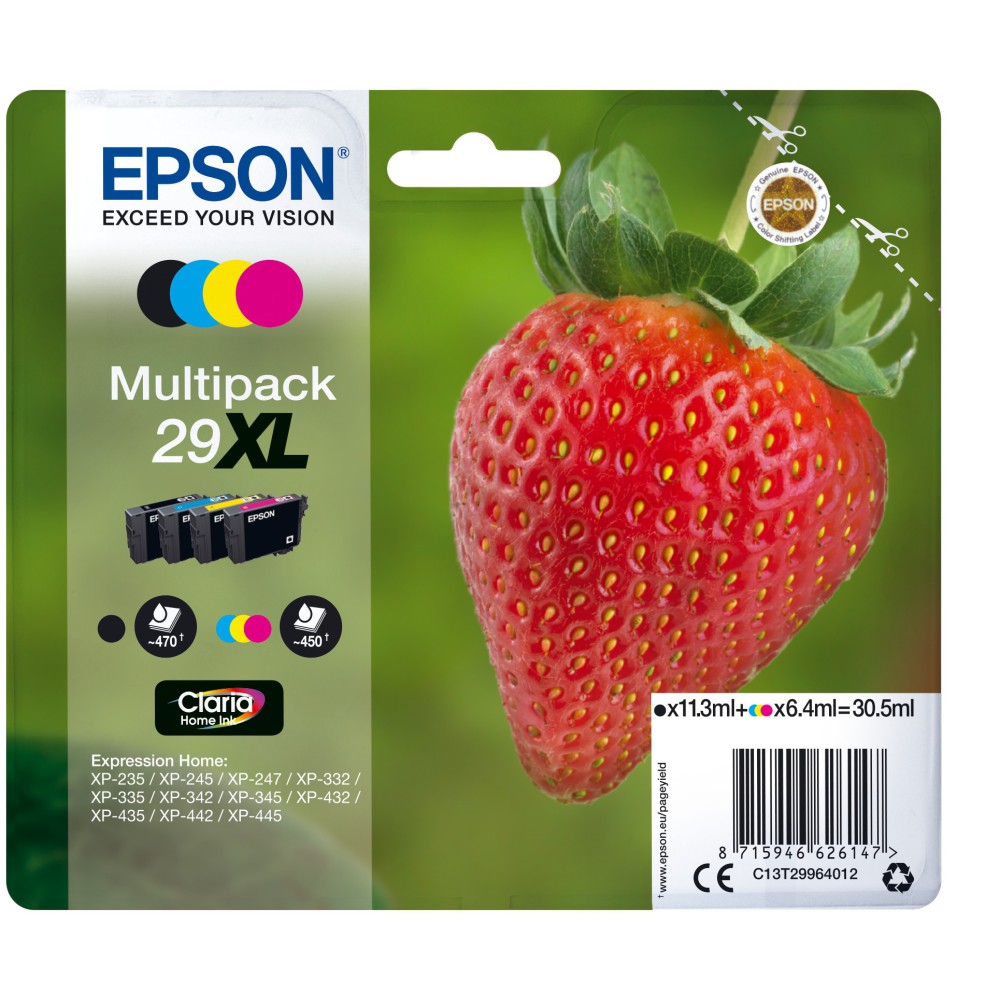 Epson Strawberry C13T29964012 tinteiro 1 unidade(s) Original Rendimento alto (XL) Preto, Ciano, Magenta, Amarelo