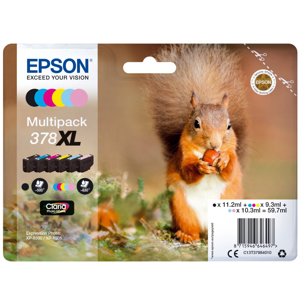 Epson Squirrel 378XL tinteiro 1 unidade(s) Original Rendimento alto (XL) Preto, Ciano, Ciano claro, Magenta, Magenta claro,