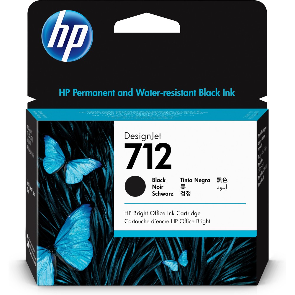 HP Tinteiro preto 712 DesignJet de 80 ml