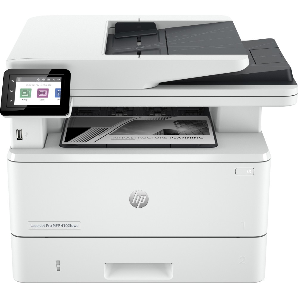 HP LaserJet Pro Multifunções 4102fdwe, Preto e branco, Impressora para Pequenas e médias empresas, Impressão, cópia, digit.,