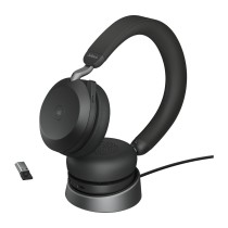 Jabra Evolve2 75 Auscultadores Sem fios Fita de cabeça Escritório Call center Bluetooth Suporte de carregamento Preto