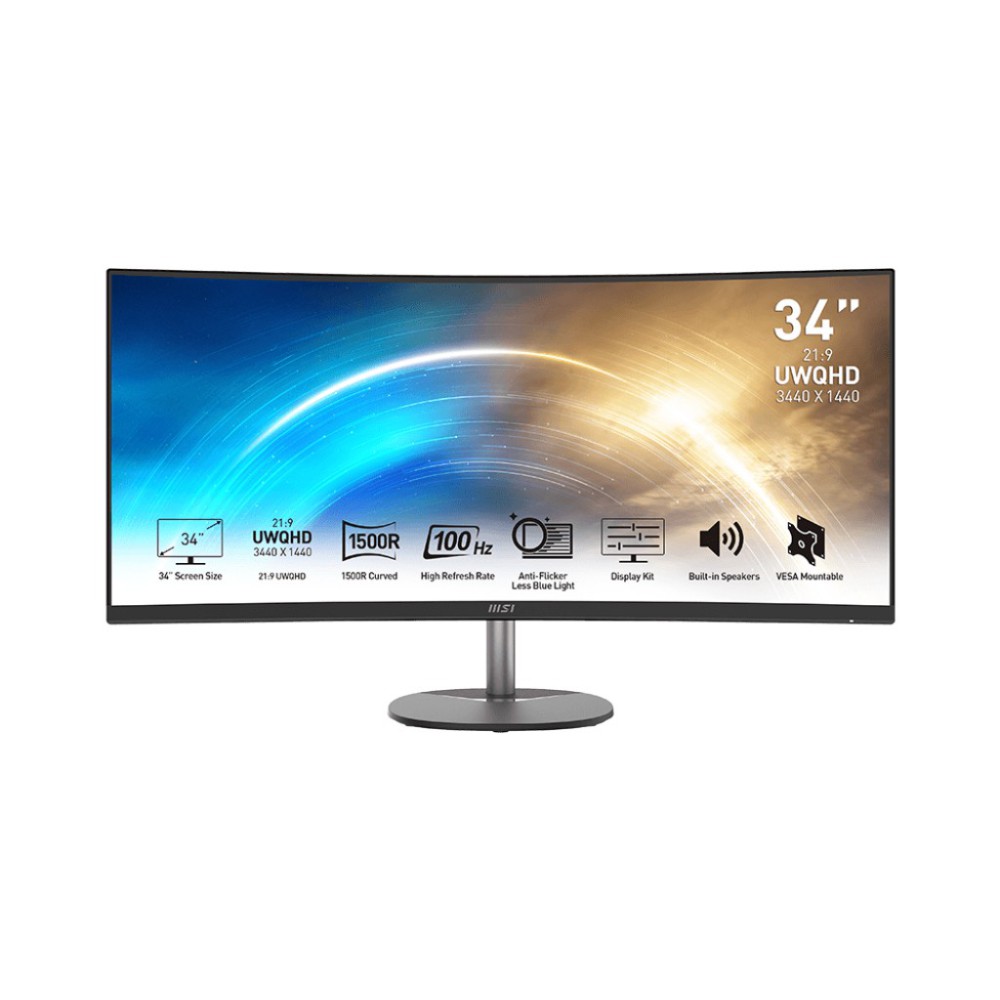 MSI PRO MP341CQDE monitor de ecrã 86,4 cm (34") 3440 x 1440 pixels UltraWide Quad HD Preto