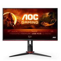 AOC G2 Q27G2U BK monitor de ecrã 68,6 cm (27") 2560 x 1440 pixels Quad HD LED Preto, Vermelho