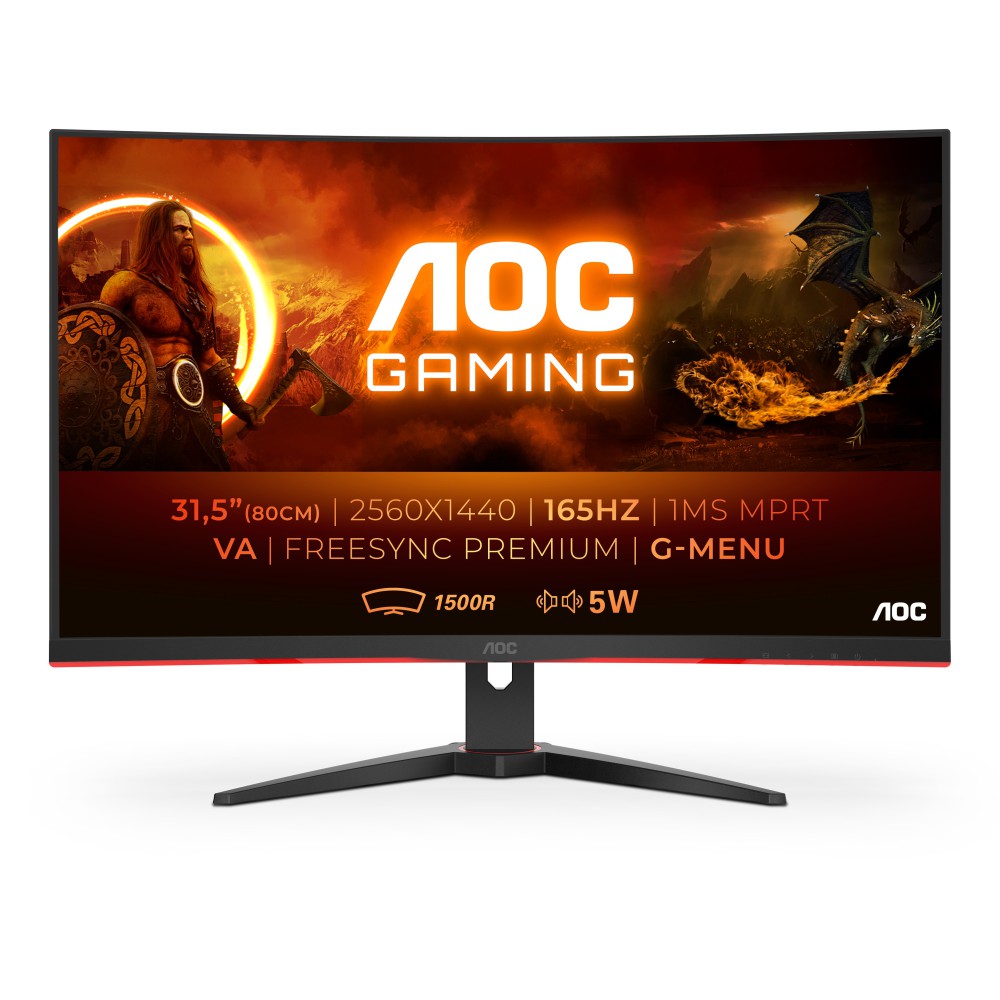 AOC G2 CQ32G2SE BK LED display 80 cm (31.5") 2560 x 1440 pixels 2K Ultra HD Preto, Vermelho