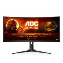 AOC G2 CU34G2X BK LED display 86,4 cm (34") 3440 x 1440 pixels Quad HD Preto, Vermelho