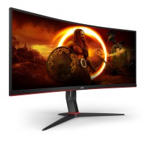 AOC G2 CU34G2X BK LED display 86,4 cm (34") 3440 x 1440 pixels Quad HD Preto, Vermelho