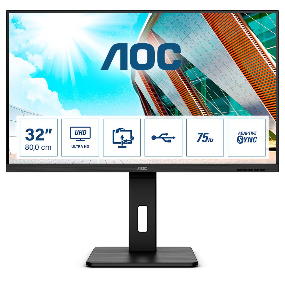 AOC P2 U32P2 monitor de ecrã 80 cm (31.5") 3840 x 2160 pixels 4K Ultra HD LED Preto