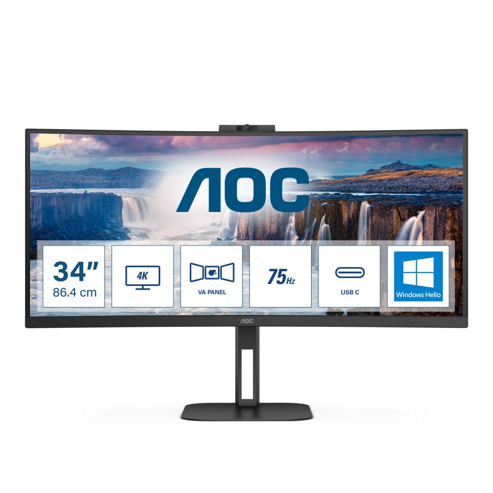 AOC V5 CU34V5CW BK LED display 86,4 cm (34") 3440 x 1440 pixels Wide Quad HD Preto