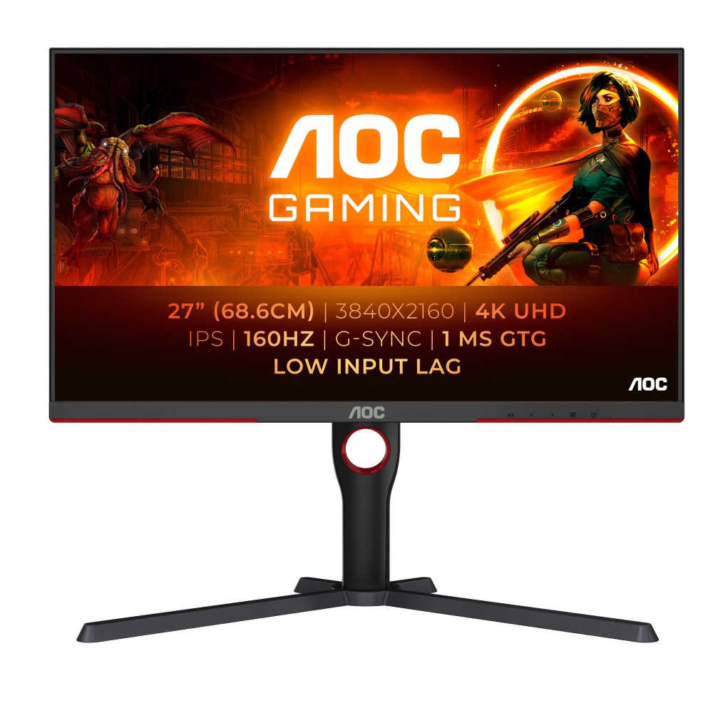 AOC G3 U27G3X BK monitor de ecrã 68,6 cm (27") 3840 x 2160 pixels 4K Ultra HD LED Preto, Vermelho