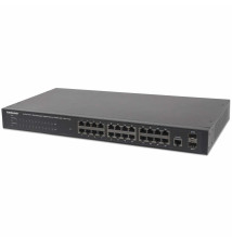Switch de Rede Managed INTELLINET 1000T (24 portas - PoE - Preto)
