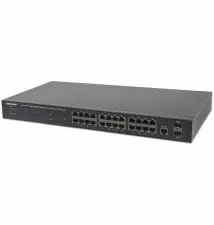Switch de Rede Managed INTELLINET 1000T (24 portas - PoE - Preto)