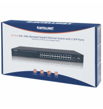 Switch de Rede Managed INTELLINET 1000T (24 portas - PoE - Preto)
