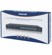 Switch de Rede Managed INTELLINET 1000T (24 portas - PoE - Preto)