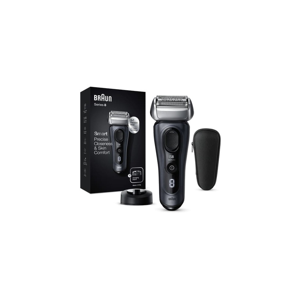 Braun Series 8 8413s Wet&Dry Máquina de barbear com lâminas que se adaptam ao contorno do rosto Aparador