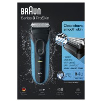 Braun Series 3 3010 Wet & Dry Máquina de barbear com lâminas que se adaptam ao contorno do rosto Aparador Preto, Azul