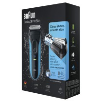 Braun Series 3 3010 Wet & Dry Máquina de barbear com lâminas que se adaptam ao contorno do rosto Aparador Preto, Azul