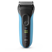 Braun Series 3 3010 Wet & Dry Máquina de barbear com lâminas que se adaptam ao contorno do rosto Aparador Preto, Azul