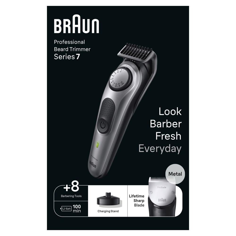 Braun BeardTrimmer 7 BT7420 Bateria 40 2 cm Preto, Cinzento