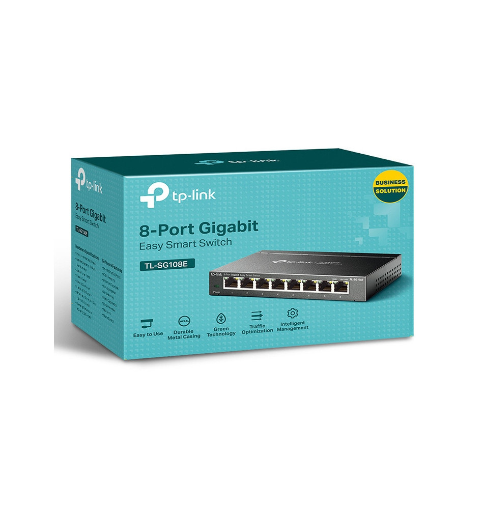 Switch de Rede TP-LINK TL-SG108E (Managed - Cat5e - 8 Portas)