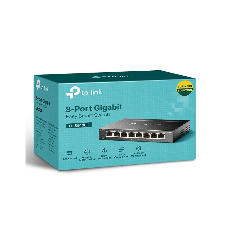 Switch de Rede TP-LINK TL-SG108E (Managed - Cat5e - 8 Portas)