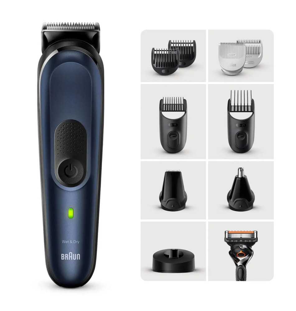Máquina de Barbear BRAUN Series 7 MGK7421 (10 Cabeças - Waterproof - Preto Azul)