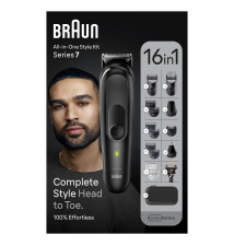 Máquina de Barbear BRAUN Series 7 MGK7470 (16 cabeças - 100 minutos de bateria - Preto)