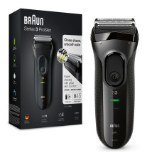 Máquina de Barbear BRAUN Series 3 3020 (3 cabeças - 45 minutos de bateria - Preto)