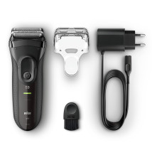 Máquina de Barbear BRAUN Series 3 3020 (3 cabeças - 45 minutos de bateria - Preto)