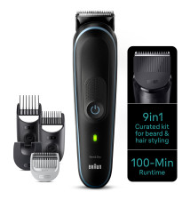 Aparador de Barba e Cabelo BRAUN Series 5 (9 cabeças - 100 minutos de bateria - Preto Azul)