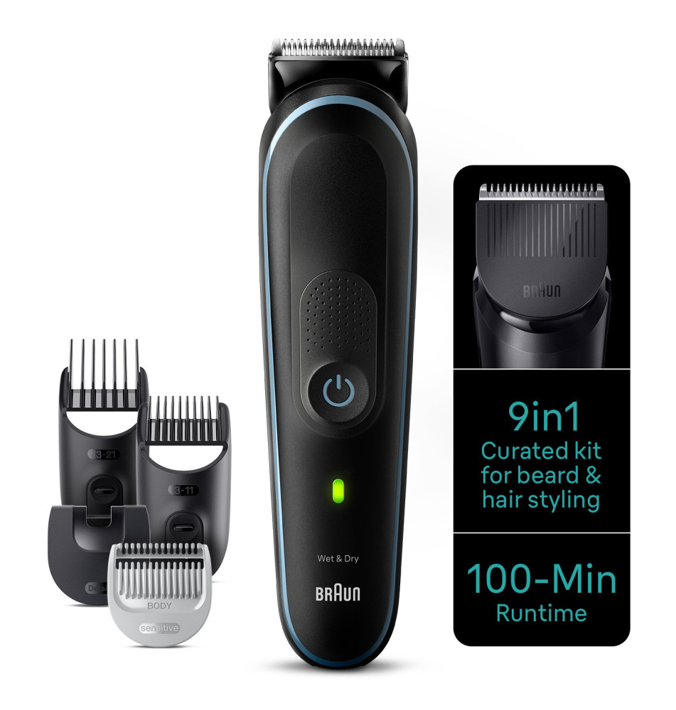 Aparador de Barba e Cabelo BRAUN Series 5 (9 cabeças - 100 minutos de bateria - Preto Azul)