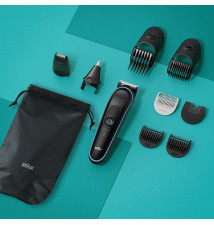 Aparador de Barba e Cabelo BRAUN Series 5 (9 cabeças - 100 minutos de bateria - Preto Azul)