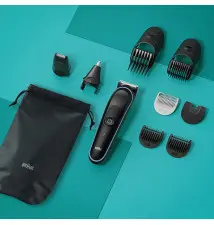 Aparador de Barba e Cabelo BRAUN Series 5 (9 cabeças - 100 minutos de bateria - Preto Azul)