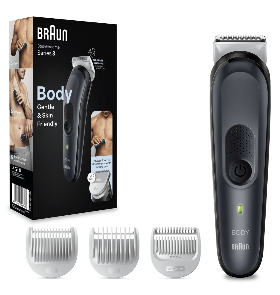 Aparador Corporal BRAUN Series 3 (80 minutos de bateria - 3 cabeças - Preto Cinzento)