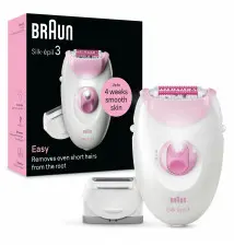 Depiladora BRAUN Silk-épil 3 (2 velocidades - 20 pinças - Rosa Branco)