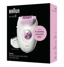 Depiladora BRAUN Silk-épil 3 (2 velocidades - 20 pinças - Rosa Branco)